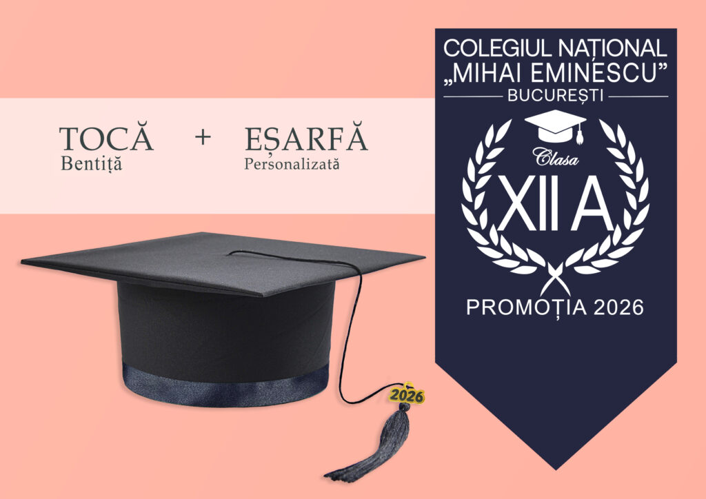 Tocă simplă și eșarfă absolvire personalizată Albastru Navy + Diplomă Gratis