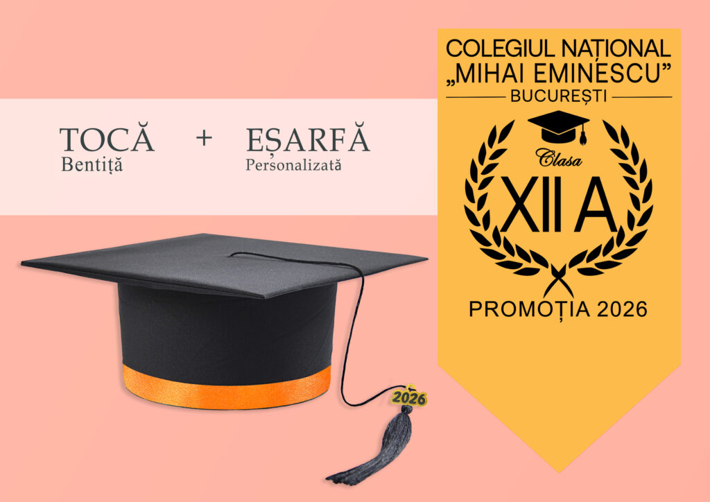 Tocă simplă și eșarfă absolvire personalizată Portocaliu + Diplomă Gratis