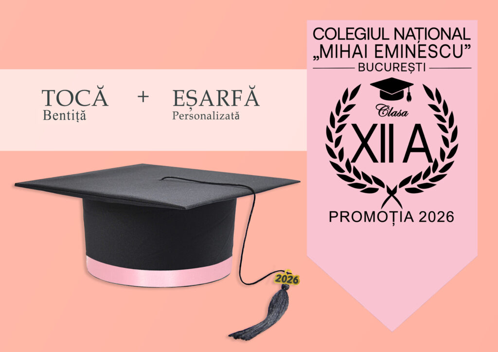 Tocă simplă și eșarfă absolvire personalizată Roz + Diplomă Gratis