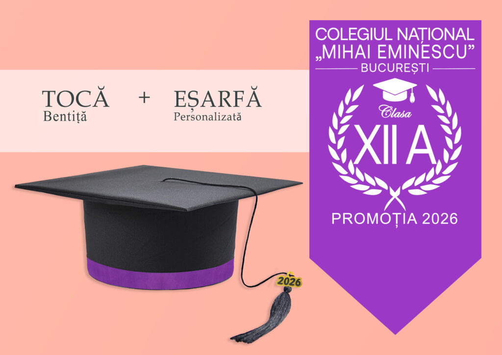 Tocă simplă și eșarfă absolvire personalizată Mov+ Diplomă Gratis