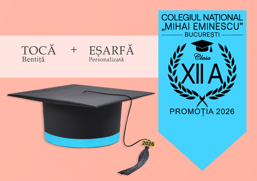 Tocă simplă și eșarfă absolvire personalizată Turcoaz spre albastru + Diplomă Gratis