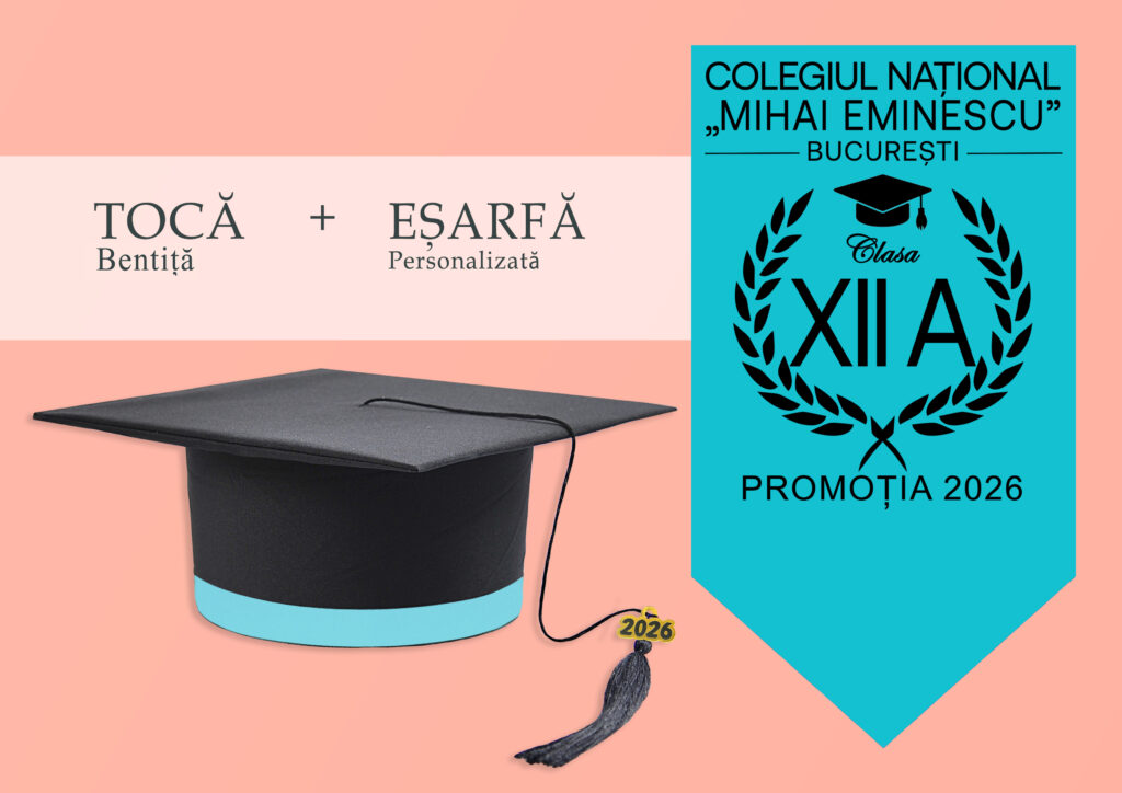 Tocă simplă și eșarfă absolvire personalizată Turcoaz spre verde + Diplomă Gratis