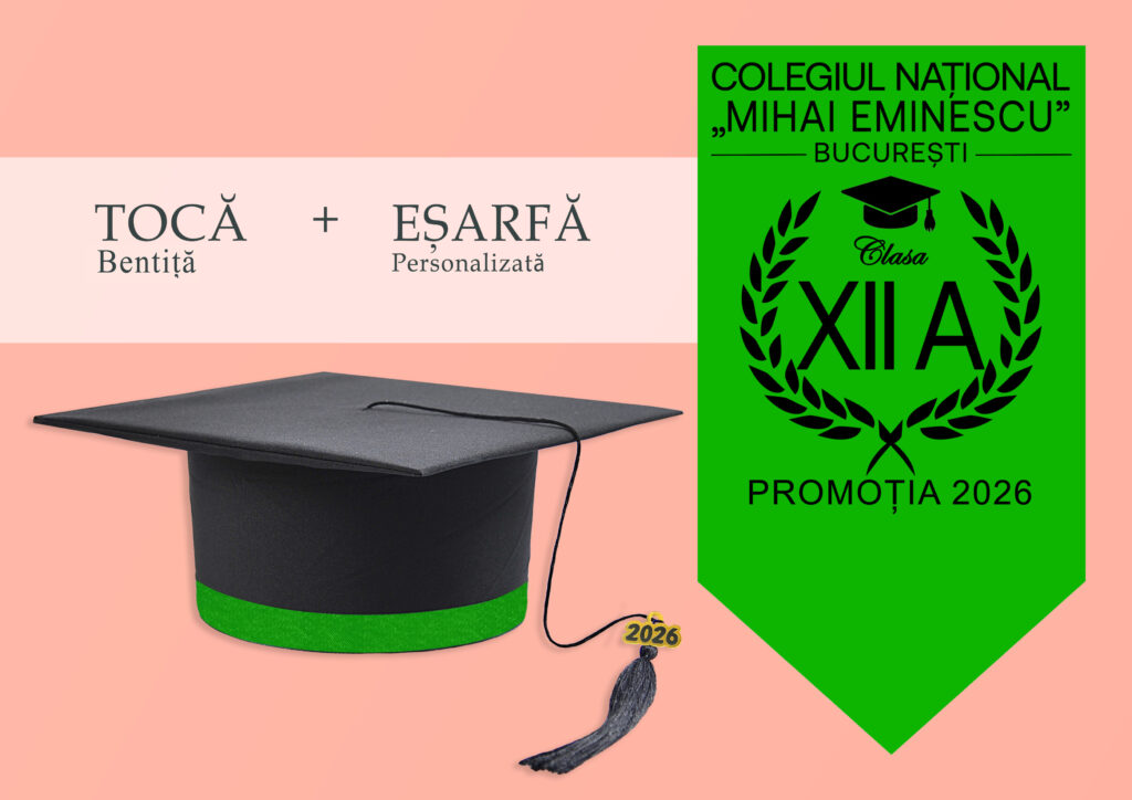 Tocă simplă și eșarfă absolvire personalizată Verde+ Diplomă Gratis