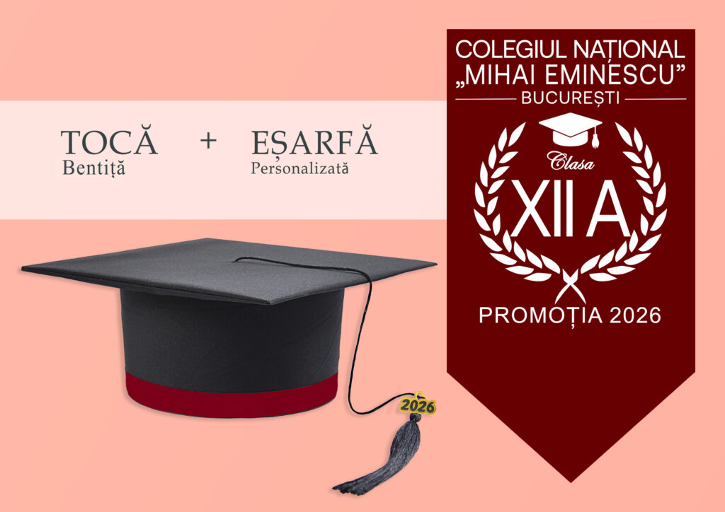 Tocă simplă și eșarfă absolvire personalizată Vișiniu + Diplomă Gratis